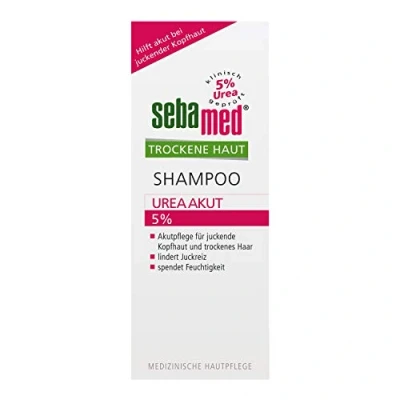 Obrázek SEBAMED Šampon Urea Akut 5 %, citelně zmírňuje svědění při suché pokožce hlavy a pomáhá obnovit přirozenou hydrataci pokožky vlasů, 200 ml