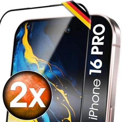 Obrázek UTECTION 2X Full Screen ochranné sklo PRO iPhone 16 6,3&quot; &gt; Perfektní velikost Velmi snadná aplikace Ultra robustní a s dlouhou životností Zde koupíte kvalitu není zdvojnásobeno