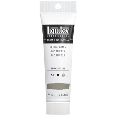 Obrázek Liquitex 1045599 Professional Heavy Body akrylová barva v umělecké kvalitě s vynikající stálostí na světle máslové konzistenci, 59 ml tuba neutrální šedá č. 5