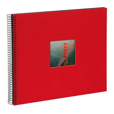 Obrázek goldbuch Spirálové album 25984 s výřezem pro obrázky, Bella Vista, fotoalbum 35 x 30 cm, se 40 černými stranami, upomínkové z plátna, fotokniha na obrázky a fotografie k nalepení, červené