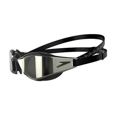Obrázek Speedo Fastskin Hyper Elite Mirror Goggles, vylepšený design, komfortní styl, černé a stříbrné, unisex velikost pro dospělé