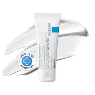 Obrázek La Roche Posay Cicaplast Baume B5+ LSF 50, regenerační krém pro citlivou a podrážděnou pokožku obličeje těla, s patentovaným procerádem, Tribioma, madecassoside vitaminem B5, 40 ml