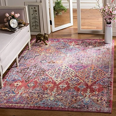 Obrázek SAFAVIEH Traditionell Teppich für Wohnzimmer, Esszimmer, Schlafzimmer Bristol Collection, Kurzer Flor, Rose und Multi, 155 X 229 cm