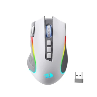 Obrázek Redragon M612 PRO RGB Gaming Maus 8000 DPI Kabelgebundene/Kabellose Gamer mit 9 Programmierbaren Tasten &amp; 6 Hintergrundbeleuchtungsmodi BT 2.4G Drahtlose Softwareunterstützung, Grau Weiß