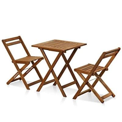 Obrázek Furinno Tioman Outdoor Bistro Set bestehend aus 2 Stühlen und 1 Tisch in Teaköl, Hartholz, Natur, 59.9 x 73.9 cm
