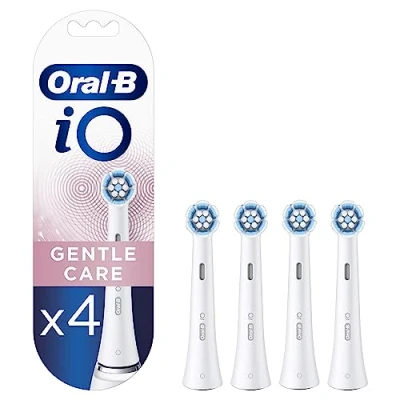 Obrázek Oral B iO Gentle Care, Aufsatz, 4 Ersatzbürsten für elektrische Zahnbürste, eine sanfte Reinigung auf empfindlichen Zonen und gesünderem Zahnfleisch, Weiß