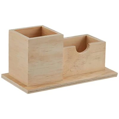 Obrázek GLOREX Držák na tužky 2 přihrádky, FSC, dřevo, přírodní, 19 x 10 cm