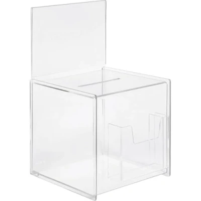Obrázek SIGEL VA152 box na dary / Losbox s přídavnou přihrádkou a zásuvnou tabulí pro A5, z vysoce kvalitního mimořádně stabilního akrylu, 21 x 36,8 cm