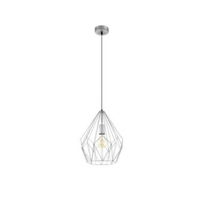 Obrázek EGLO závěsná lampa Carlton, 1 plamenné vintage závěsné svítidlo, retro z oceli, barva: stříbrná, objímka: E27