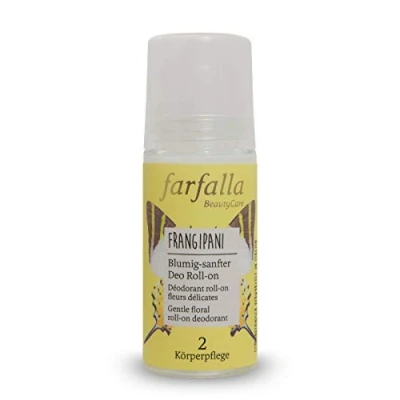 Obrázek farfalla Frangipani Deo Roll on 50 ml květinový jemný deodorant bez hliníku a alkoholu 100% certifikovaná přírodní kosmetika se smyslnou vůní Vegan