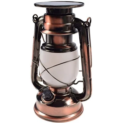 Obrázek ChiliTec Kempinková lampa solární akumulátor 23,5 cm stmívatelný retro vzhled vyměnitelný nabíjení článek osvětlení pro kempování stany stolní svítidlo světlo teplá
