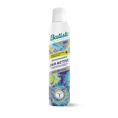 Obrázek Batiste Suchý šampon 24H Active 200 ml, bez oplachování, péče o vlasy sprej s povzbuzující vůní, technologie Sweat Activated, veganský a neviditelný, od Hair Care