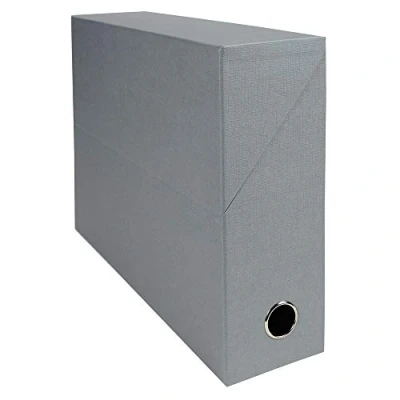 Obrázek Exacompta 89526E Premium přenosový box z plátnového papíru 9 cm šířka hřbetu s otvorem DIN A4 šedá ideální přepravní a perfektně se hodí pro bezpečné uložení vašich pořadačů