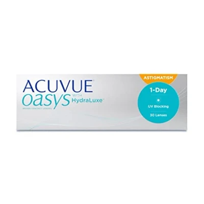 Obrázek ACUVUE OASYS 1 Day for Astigmatism kontaktní čočky denní s pohodlným komfortem při nošení 1,75 dpt, Cyl 1,25, Ach 90 a BC 8.5 UV ochranou proti vysychání 30 čoček