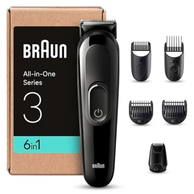 Obrázek Braun Series 3 All In One péče o vousy Bodygroomer sada, zastřihovač/zastřihovač vlasů, pánský zastřihovač vousů, 6 v 1 vousů (balení připravené k odeslání), doba provozu 50 min, MGK3420