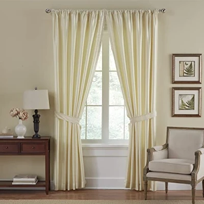 Obrázek Elrene Home Fashions Versailles Vorhang aus Kunstseide, verdunkelnd und energieeffizient, mit Stangentasche, Fenstervorhang, Stoff, elfenbeinfarben, 52 in x 108 (1 Panel)