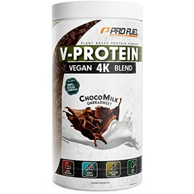 Obrázek Veganský proteinový prášek čokoláda V PROTEIN 4K Blend, 750 g Neuvěřitelně chutný a krémový Ze slunečnice, sóji, konopných semen dýňových semínek Rostlinný se 74 %