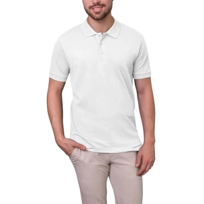 Obrázek HRM pánské luxusní strečové polo I Premium polotriko z 95 % bavlny a 5 elastanu Basic polokošile lze prát do 40 C vysoce kvalitní udržitelné oblečení, bílá (White 02 white)