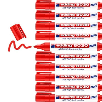 Obrázek edding 8030 NLS High Tech Marker rot 10 Stifte Rundspitze 1,5 3 mm Rostfreier zum korrosionsarmen Markieren für Stahl, Metall, Eisen, Aluminium