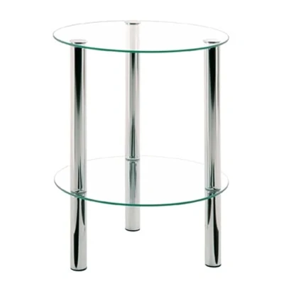 Obrázek HAKU Nábytek servírovací stolek chrom, kov, bezpečnostní sklo rozměry: V 47 cm x Ø 35 cm, styl: moderní