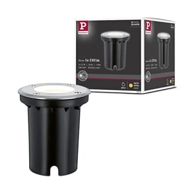 Obrázek Paulmann 93992 Outdoor Special LED vestavné osvětlení do podlahy sada IP67 kulaté GU10 teplá bílá 3,5 W bodové světlo na terasu vestavný zářič podlahy, 12,4 x 10,8 cm, stříbrné