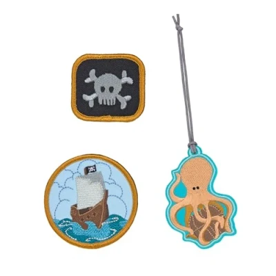Obrázek LÄSSIG Sada přívěsků a záplat (3 ks) s drukem/school Patches Set, Piráti, Pirát