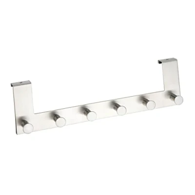 Obrázek Wenko 4468060100 šatna na dveře Celano 6 háčků, ušlechtilá matná nerezová ocel, 39,5 x 11 5,5 cm