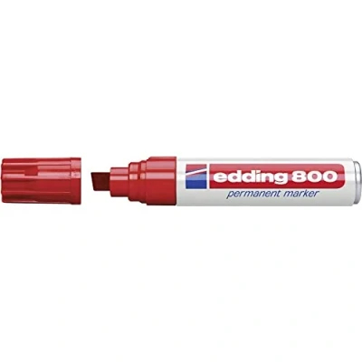 Obrázek edding 800 permanentních popisovačů červené 1 pero klínový hrot 412 mm pro široká označení voděodolné, rychleschnoucí, odolné proti rozmazání na karton, plast, dřevo, kov, sklo