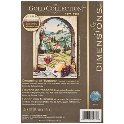 Obrázek Dimensions Gold Collection sada křížkových stehů s údaji čísel Dreaming of Tuscany 06972 ruční práce pro dospělé látka Aida (počet vláken 18) 13 x 18 cm