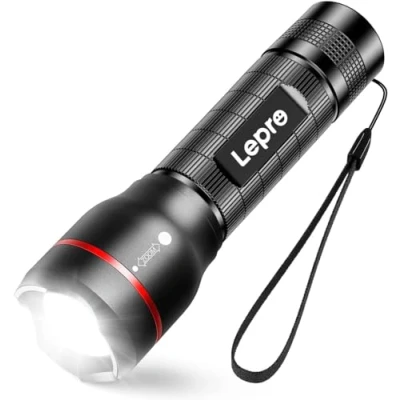 Obrázek Lepro LED kapesní svítilna, LE2000 extrémně světlé malé svítilny, provoz na baterie s 5 režimy, zoomovatelná kempinková vodotěsná praktická Flashlight pro outdoor, turistiku,