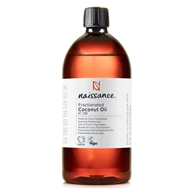 Obrázek Naissance Kokosový olej frakcionovaný (č. 218) 870 ml čistý, přírodní, tekutý, vyživující a pečující pro vlasy, tělo, obličej, kůži, nehty, všechny typy pleti veganský