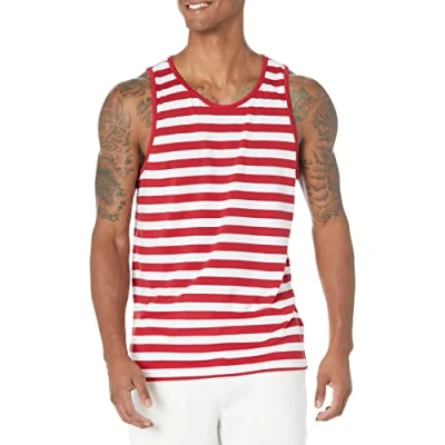 Obrázek Amazon Essentials Herren Tanktop, Normale Passform, Rot/Weiß, XL