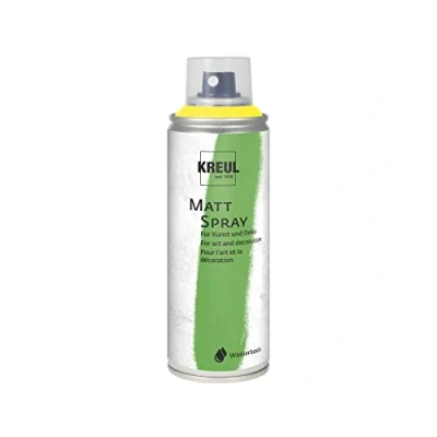 Obrázek KREUL 76312 barevný sprej žlutý, 200 ml, klasicky matný na vodní bázi vysoce pigmentovaný a voděodolný, odolný vůči styropou, pro vnitřní venkovní použití
