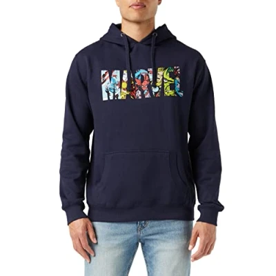 Obrázek Marvel Herren Logo Characters Kapuzenpullover, Blau (Navy Navy), X Large