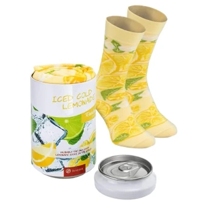 Obrázek Rainbow Socks Iced Cold Lemonade ponožky dámy a pánové, veselá dóza studené limonády dárek pro fanoušky konzervovaných sladkých nápojů 1 pár, vícebarevné