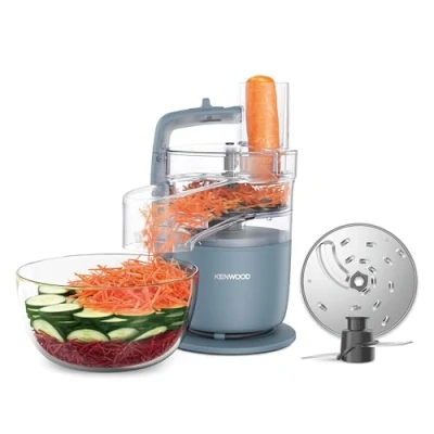 Obrázek Kenwood MultiPro Go FDP22.130GY, Kompakt Küchenmaschine nur 30cm hoch, zum Schneiden, Reiben, Pürieren und Teig Kneten, Express Serve, 1,3 l Arbeitsbehälter, 650 W, Blau