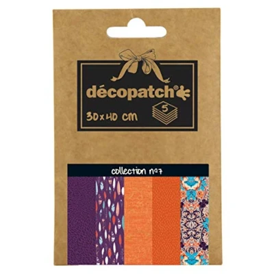 Obrázek Decopatch Décopatch DP007O balení decopocket s 5 papírovými archy (30 x 40 cm) (složené, 13 9,5 cm, praktické pro přepravu a snadné použití) 1 barevně tříděné