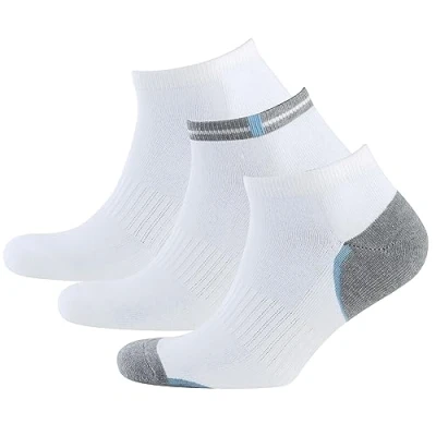 Obrázek Nur Der Balení 3 ks Sneaker Sport z prodyšné bavlny Krátké sportovní ponožky s polstrovanou podrážkou Pánské, bílá