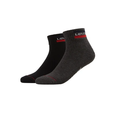 Obrázek Levi&#039;s Mid CUT LOGO 2 PACK Ponožky, Velikost: 39 42, grey / black