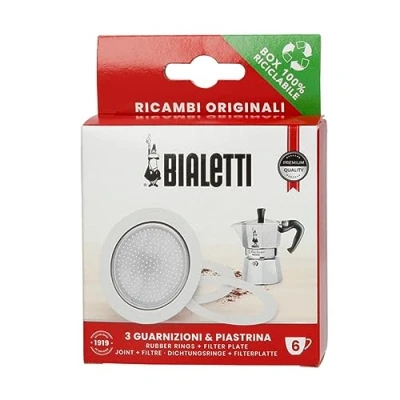 Obrázek Bialetti Dichtungen, 3 Stück, und Filter, 1 für 6 Tassen Espresso Kaffeemaschine, Aluminium