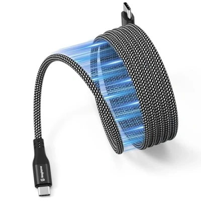Obrázek Magtame magnetický USB C kabel, vinutý na kabel 60 W (3 A), 1,5 m zatahovací nylonově pletený rychlonabíjecí typu kompatibilní s Phone 15, pro Samsung