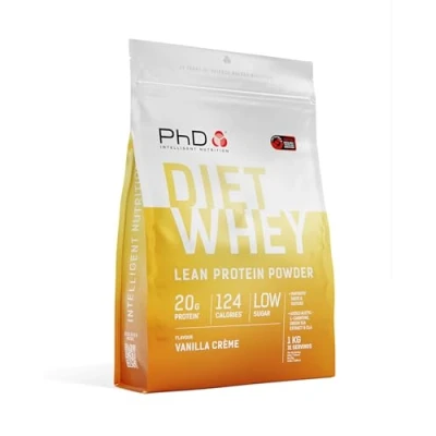 Obrázek PhD Nutrition Diet Whey Protein prášek 1 kg vanilkového krému, nízkokalorický vysokoproteinový proteinový pro dietu Podpora 16 g bílkovin v jedné porci