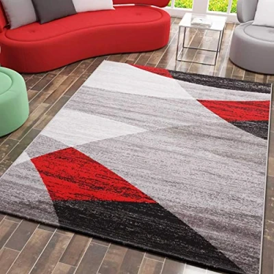 Obrázek Moderní koberec do obývacího pokoje Vimoda, geometrický vzor melírovaný, v hnědé béžové barvě, certifikováno dle ÖKO Tex