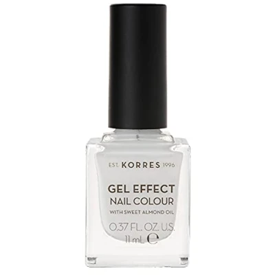 Obrázek KORRES Sweet Almond Nail Colour 01 blanc white, veganský bílý lak na nehty s gelovým efektem, bez silikonu a parabenů, 11 ml