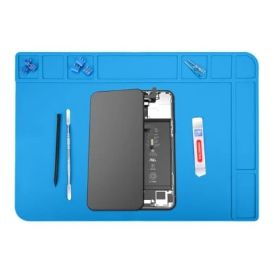 Obrázek MMOBIEL silikonová podložka na opravy a pájení 48 x 34 cm podložka, žáruvzdorná do 500 C, pracovní stůl pro pájení, mobilních telefonů, počítačů elektroniky