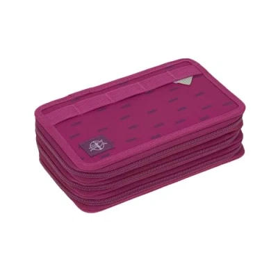 Obrázek LÄSSIG Penál naplněný 20dílný/School Triple Pencil Case Unique, Tmavorůžová,