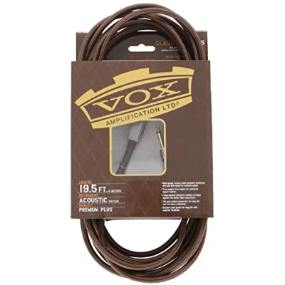 Obrázek VOX Prof. Kabel pro akustickou kytaru 6 m, hnědý, pozlacený konektor jack