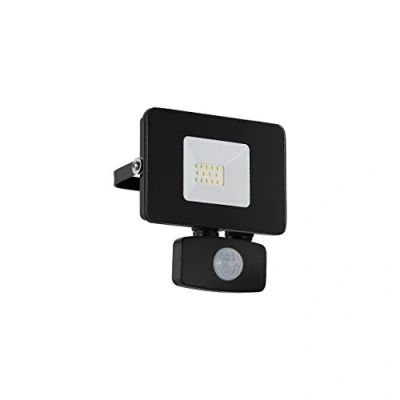 Obrázek EGLO LED Außen Strahler Faedo 3, 1 flammige Außenleuchte inkl. Bewegungsmelder, Sensor Wandstrahler aus Alu, Farbe: Schwarz, Glas: klar, 10 Watt, IP44