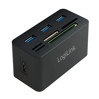 Obrázek LogiLink CR0042 USB 3. 0 hub se čtečkou karet All in One (Micro SD / MS M2 CF) černý