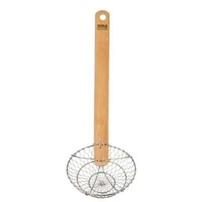 Obrázek KitchenCraft World of Flavours Bambus Schaumkelle, Edelstahlkelle, feines Drahtsieb, Drahtgeflecht, Bambusgriff, 33 cm